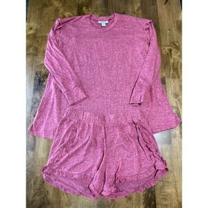 NWOT Womens Motherhood Maternity nursing sleep pajama set ruffle pink soft sz M